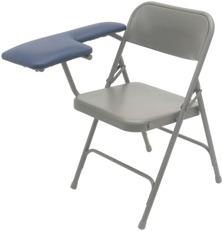 TK Manufacturing Folding Blood Drawing (Phlebotomy) Chair With Extra-Wide Vinyl Upholstered Padded Arm Dark Blue