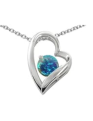 Original Star K (tm) 7mm Round Created Blue Opal Pendant in 925 Sterling Silver