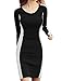 Allegra K Lady Pullover Round Neck Color Block Sheath Dress Black White L