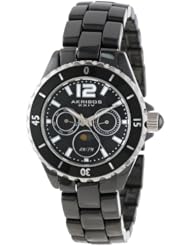 Akribos XXIV Womens AK596BK Ceramic Multi-Function Quartz Bracelet Watch