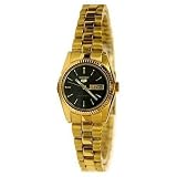 Seiko Wrist Watches-Seiko 5 SUAA88K Automatic Mechnical Self-Winding Rolex Style Women Ladies All Gold Black Dial