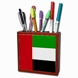 United Arab Emirates Flag Mahogany Wood Pencil Holder