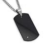 Black Plated Tungsten Carbide Diamond Dog Tag on 24 Inch Curb Chain (Engraveable)