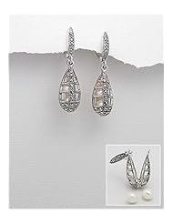 Fresh Water Pearls Earrings In 92.5 Sterling Silver