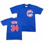 Men`s Chicago Cubs #34 Kerry Wood `Name and Number` S/S Deep Royal Tshirt - M