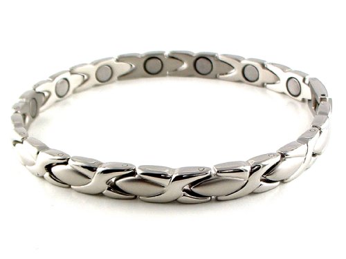 Silver Stainless Steel Link Magnetic Bracelet #32S 8