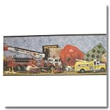 Photo Real Red and Yellow Firetruck and Rescue Prepasted Border