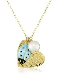 Mercedes Salazar "Corazones" Heart and Lady Bug Chain Necklace