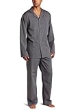IMAGE OF Hanro Men's Noble Long Sleeved Solid Woven Pajama Set, Steel, Small