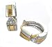 Beautiful 24k Yellow & White Gold Layered GL Trillion Cubic Zirconia Small Hoop Earri...