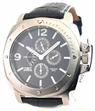 Mens Invicta Leather Chrono 24 Hour Rotating Bezel Day Date Watch 5774