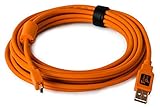 Tether Tools TetherPro 15' USB 2.0 A Male to Mini-B 5 Pin Gold Plated Cable, High-Visibility Orange