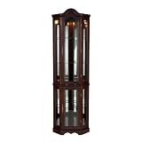 Southern Enterprises Lighted Corner Display Cabinet, Mahogany