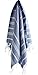 Cacala 100% Turkish Cotton Kitchen Tea Towels, Highly Absorbent Luxury Soft Quick Drying Dish Towel with Hanging Loop for Gym, Yoga, Bath, Sports, Cleaning and Kitchen (23 x 36), Grey Blue
