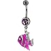 pug35  - Belly Navel Rings Rose Purple Clown Fish Dangle