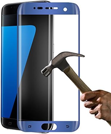 JUNCHI Samsung Galaxy S7 Edge Glass Screen Protector,Full Screen 3D Curved Tempered Glass Screen Protector for Samsung Galaxy S7 Edge(Blue)