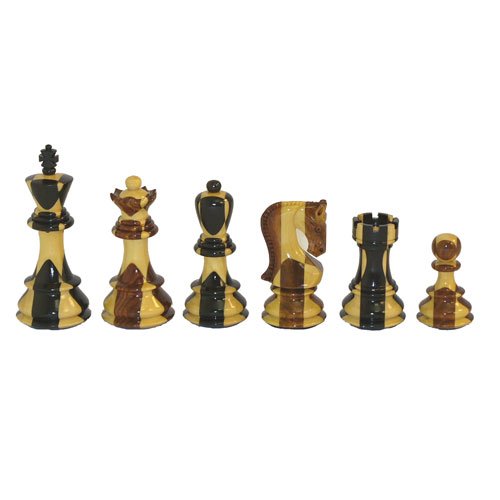 Worldwise Imports Inlaid Sheesham and Ebony Laquered Chessmen with 3.75in King