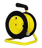 Voltec 07-00403 16/3 SJTW Yellow 4-Outlet Open Cord Reel, 40-Foot, Yellow & Black