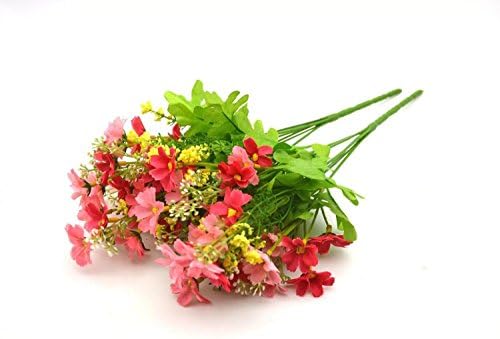 Tenxin 2PCS Cineraria Artificial Flower Bouquet Home Office Decor-Rose Red