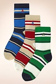 3 Pairs of Older Boys Autograph Cotton Rich Stripe Socks