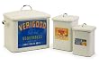 Set of 3 Vintage Style Decorative Kitchen Canisters with Advertisement Labels