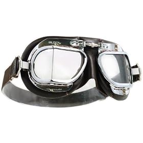 MK49 Leather Motorcycle Goggle for Open Face Helmets - Brown