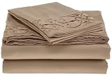Micro Fiber Embroidered Lace Twin Sheet Set, Gold, Ivory