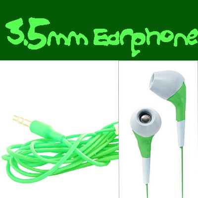 Childrens Toyshop  Electronics : Ipod Green Headphones With 3.5Mm Mini-Plug & Bonus Earphone Wrap