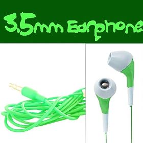 Ipod Green Headphones With 3.5Mm Mini-Plug & Bonus Earphone Wrap