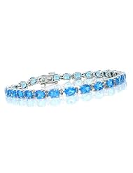 11.53ct Blue Topaz and Diamond Bracelet in 14Kt White Gold
