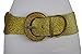 TFJ Women Fashion Elastic Belt Hip High Waist Sparkling Fabric Gold Size XS S M