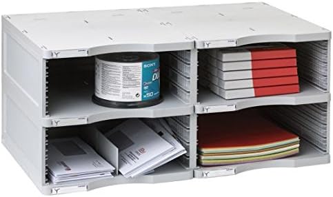 ARCHIVODOC Duo Jumbo Literature and Forms Sorting Station, 4 Compartments, 23.63 x 14.17 x 10.83 Inches, Grey (6622 GS)