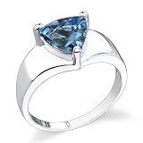 Sterling Silver 2.00 cts Trillion Cut London Blue Topaz Ring Size 7