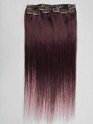Grammy 20" Virgin Remy Clip in Human Hair Extensions 70g 7pcs Real Hair #99j Burgundy Red