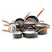 Rachael Ray Hard Anodized II Nonstick Dishwasher Safe 14-Piece Cookware Set, Orange