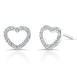 Sterling Silver Diamond Heart Earrings (1/10cttw*, JK, I2-I3)