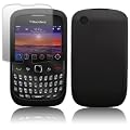BLACKBERRY CURVE 3G 9300 SILICONE SKIN CASE - BLACK, WITH SCREEN PROTECTOR PART OF THE QUBITS ACCESSORIES RANGE