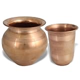 Ensemble pichet Lota et timbale indiens en cuivre pour des bienfaits Ayurvédiques