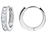 CRISLU Cubic Zirconia (CZ) 1.9 Carat (ctw) Huggie Hoop Earrings in Sterling Silver