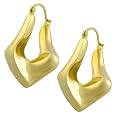 14 Karat Yellow Gold Electroform Style Twisted Freeform Hoop Earrings