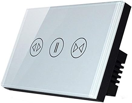 LXYUS US AU Standard Wireless RF Remote Control Curtain Switch for Automatic Electric Curtain with Crystal Panel and Back LED Indicator(White, for Curtain)