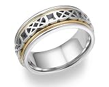 Love Knot Celtic Wedding Band, 14K Two-Tone Gold