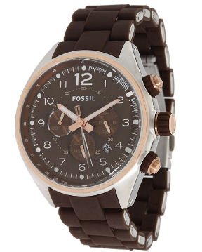 Fossil Flight Silicone Chronograph Brown Dial Watch