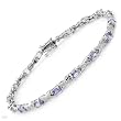 Bracelet With 2.66ctw Precious Stones - Genuine Diamonds and Tanzanites Well Made in White Gold. Total item weight 6.8g Length 7in