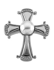 14K White Gold Akoya Pearl Cross Pendant -- LIFETIME WARRANTY
