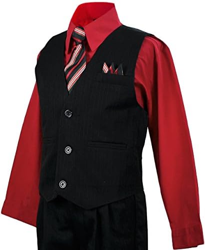 Black N Bianco Boy's Vest Suit Pinstripe Shirt Outfit