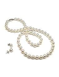 Akoya set, 6.5-7mm. studs and 6.5x7mm. Necklace with 14K white gold clasp