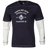 MLB Tampa Bay Rays Youth Layered Long Sleeve T-Shirt - Navy Blue/White (8)