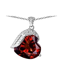 Original Star K (tm) Angel Wing of Love Pendant with Heart Shape Simulated Garnet in 925 Sterling Silver