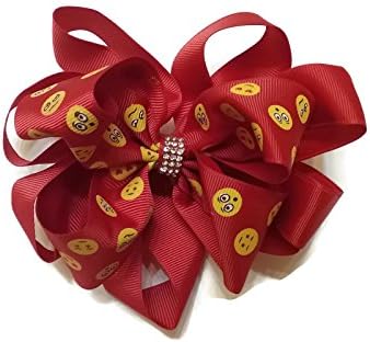 Bling Bling Emoji Hair Bow - (Red)